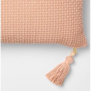 (2) Threshold design with studio McGee basket weave rectangle peach pillow